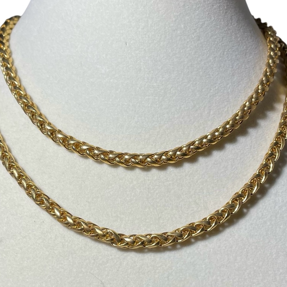 TWO Vintage Napier Goldtone Twisted Rope Chain Necklaces